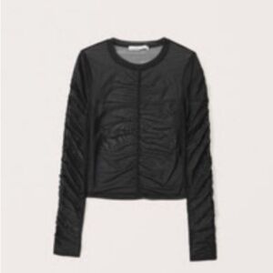 Abercrombie & Fitch long sleeve ruched mesh top